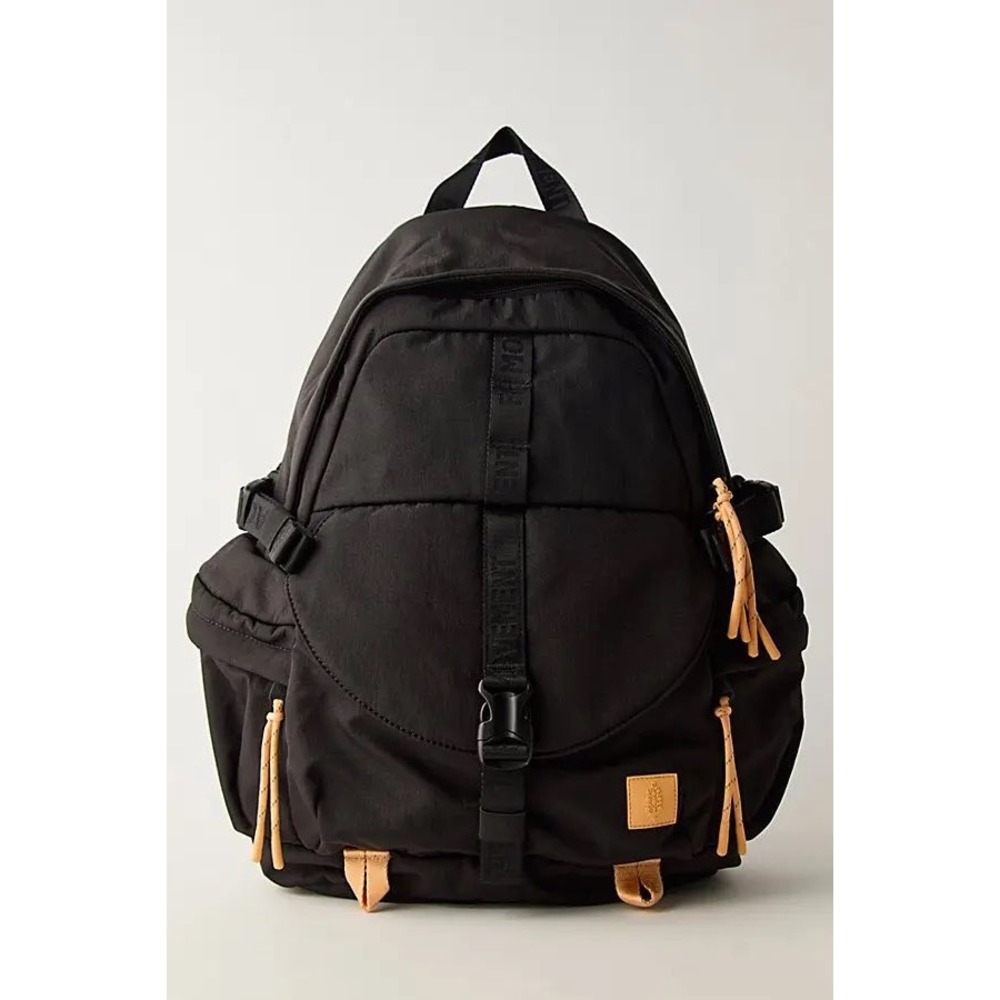 Free People FP Movement Never Lost Backpack Black Nylon Sporty Utility Bag